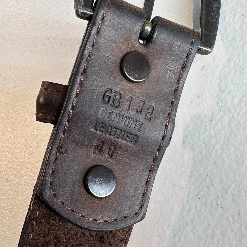 Genuine Leather Belt Brown Distressed Matte Buckle Casual Classic 46